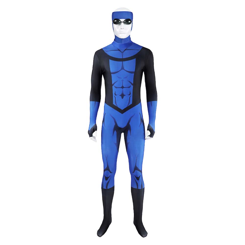 Invincible Season 3 (2025) Mark Grayson Blue Muscle Print Jumpsuit Outfits Cosplay Costume 